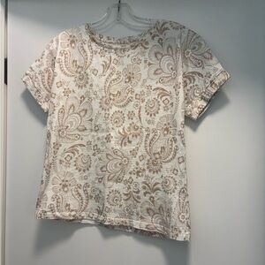 Paisley Print Women's Top - Cream and Tan